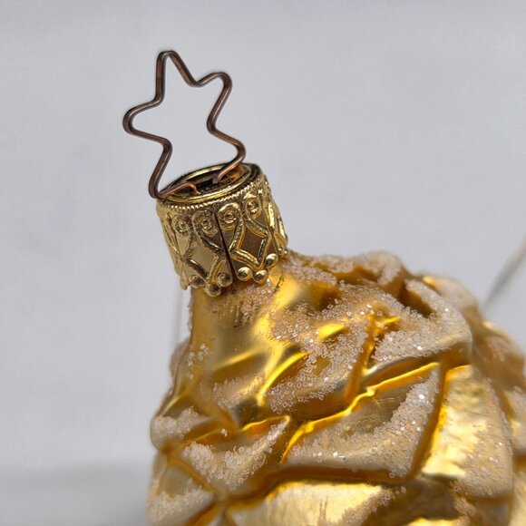 Inge Glas Pine Cone German Glass Christmas Ornament Yellow - Picture 2 of 7